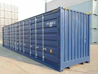 Conteneur maritime High Cube Open Side 40FT première traversée bleu de Mechanic International