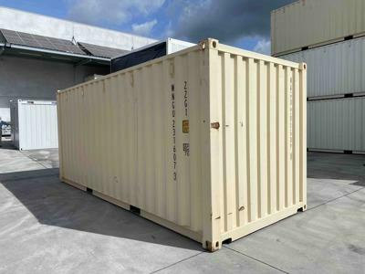 20FT ex-rental shipping container in cream color from Mechanic International