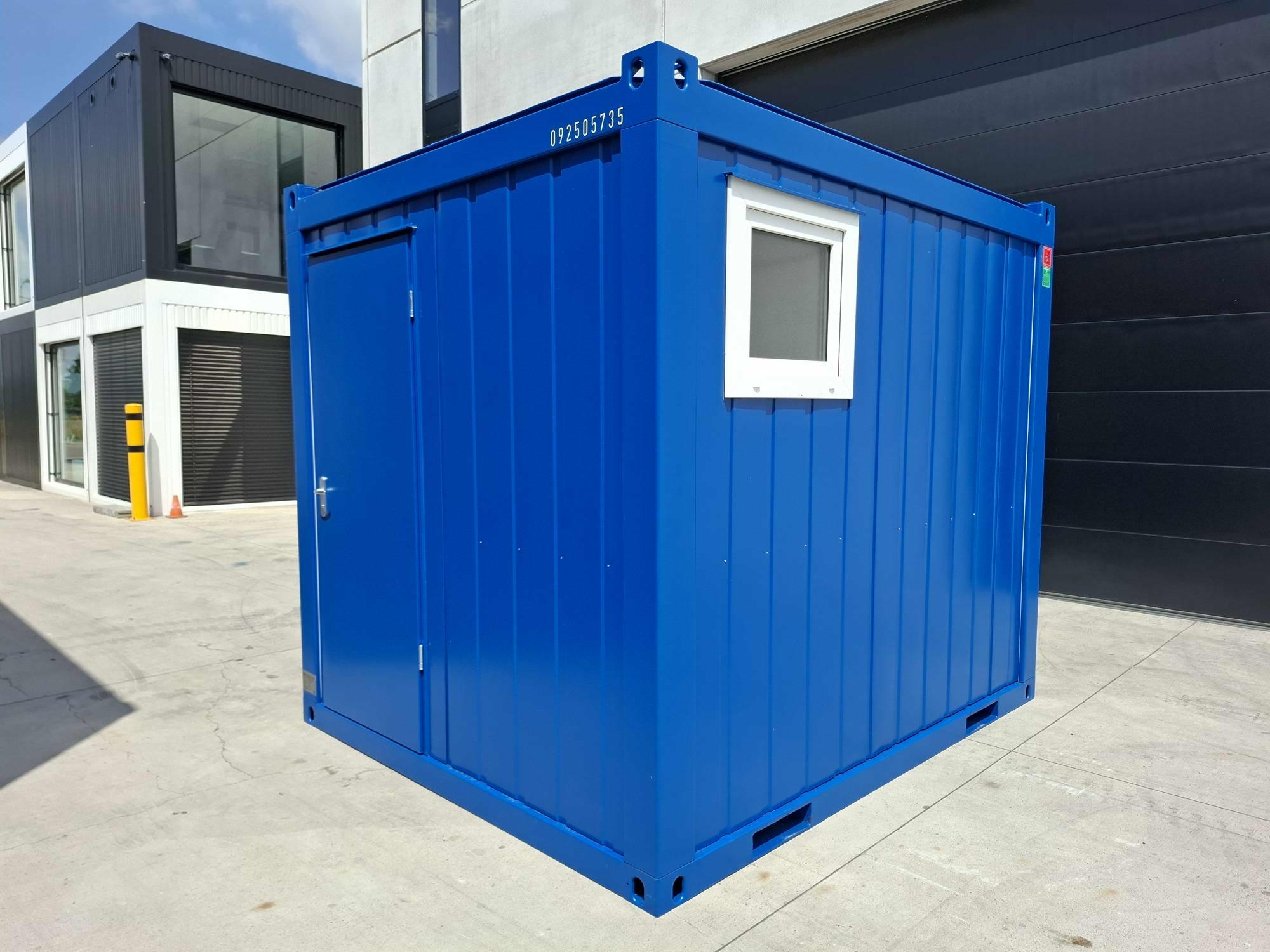 Nieuwe 10FT sanitair container Classic Line blauw met 2 toiletten van Mechanic International