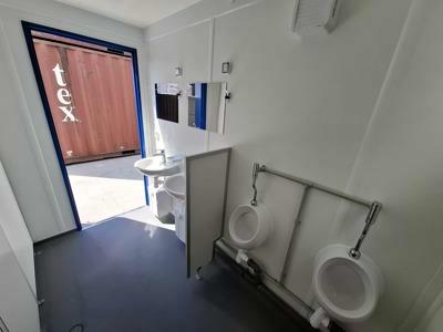 Interior of new 10FT sanitary container Classic Line with 2 toilets