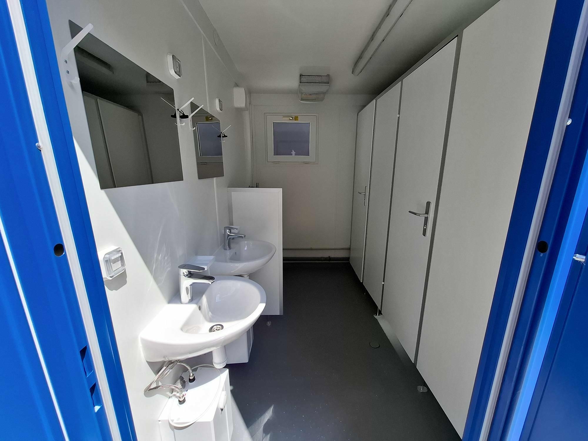 Interior of new 10FT sanitary container Classic Line with 2 toilets