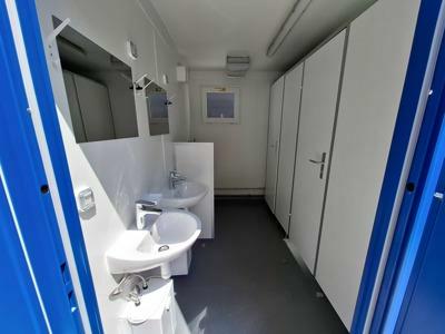 Interior of new 10FT sanitary container Classic Line with 2 toilets