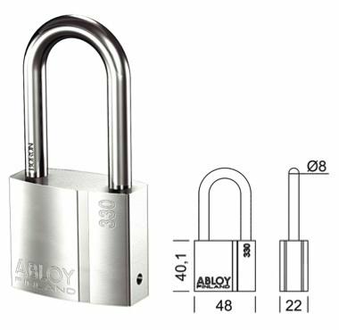 Abloy PROTEC 2 hangslot PL330/50T, afmetingen 50 mm, hoogbeveiligd en duurzaam