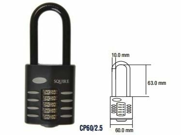 Squire cijferhangslot CP60/2.5, robuust en betrouwbaar