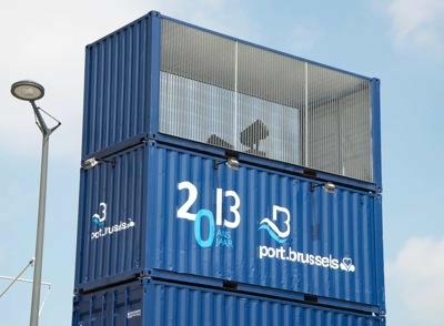 Stacked 20FT shipping containers