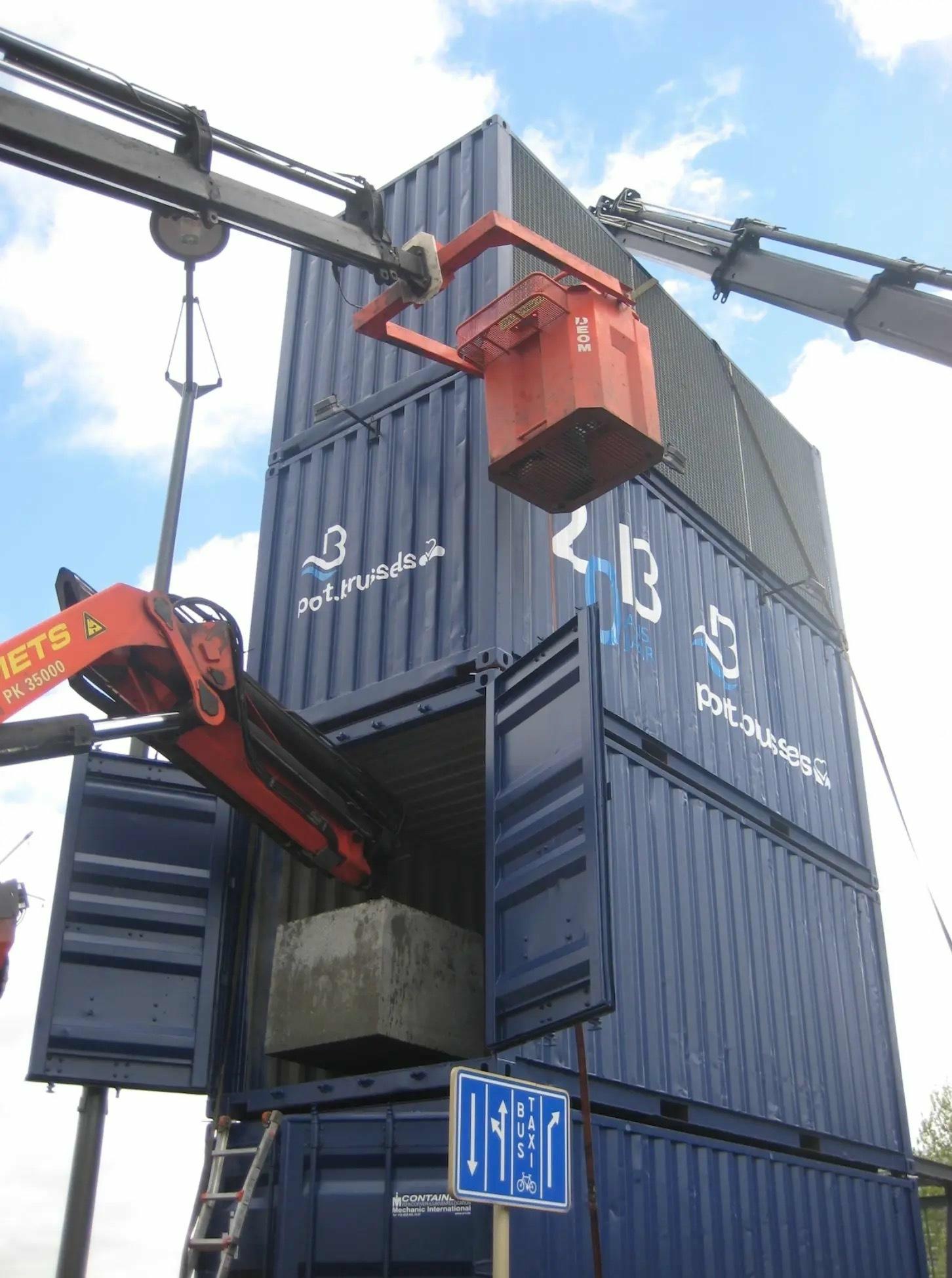Innovative stacked container tower in Brussels by Mechanic ...