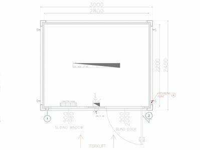 Grundriss Bauwagen Mechanic International (3,00 x 2,40m)