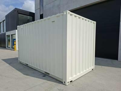 Nieuwe 15FT XL opslagcontainer wit met interieur van Mechanic International